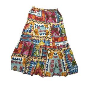 Christian Siriano Womens M Floral Boho Peasant Midi Skirt Rayon